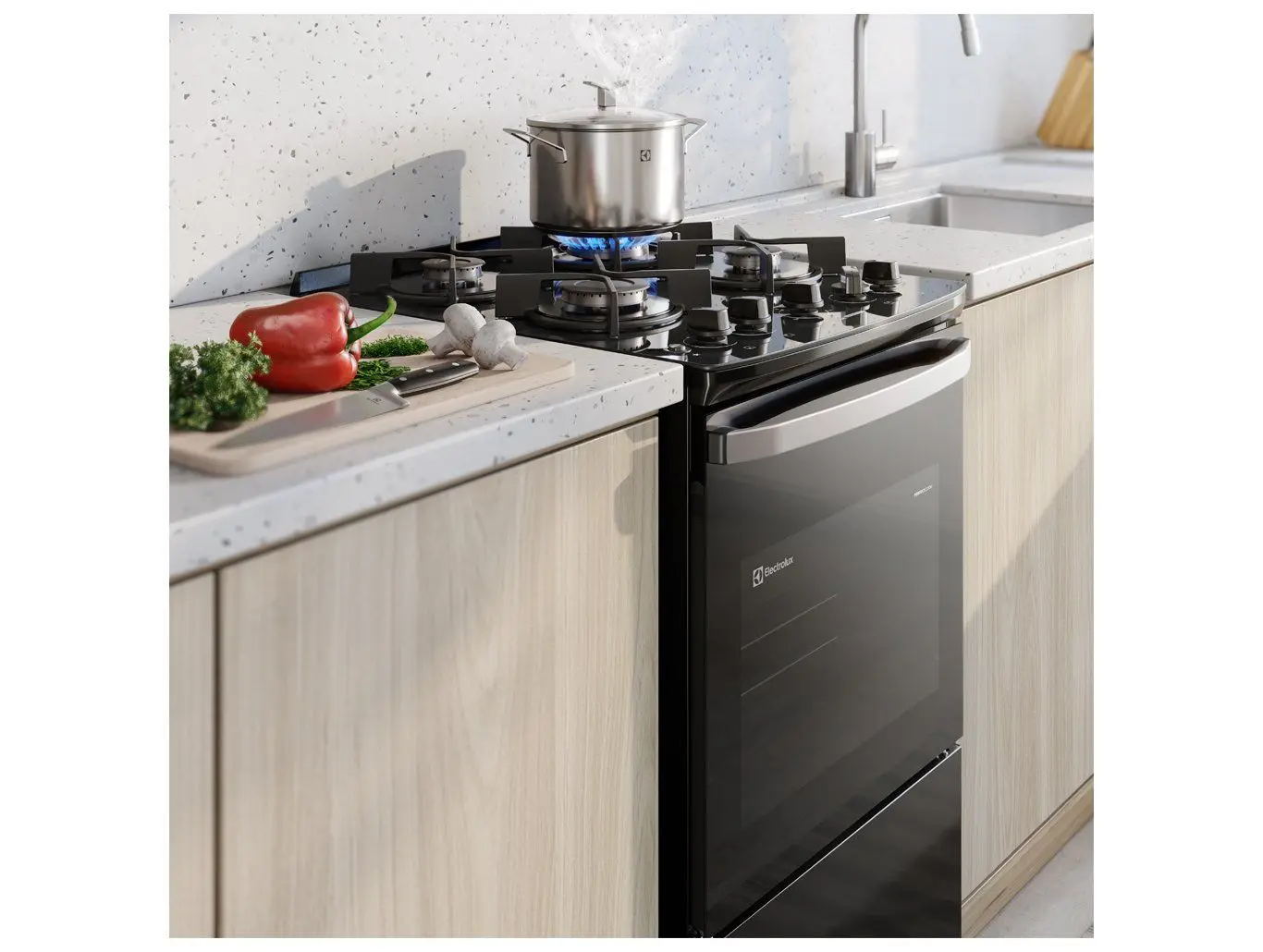 Fogão 4 bocas Electrolux Preto Efficient Mesa Vidro, Tripla Chama e PerfectCook (FE4GB) - Imagem 3