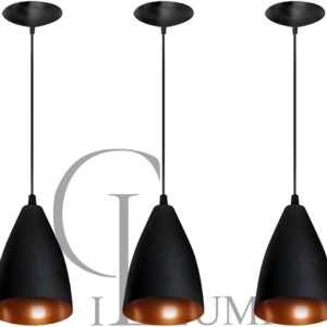 Kit 3 Pendentes Vegas (preto Textura/Bronze)