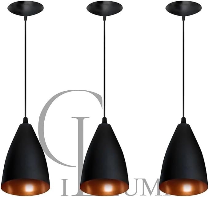 Kit 3 Pendentes Vegas (preto Textura/Bronze)