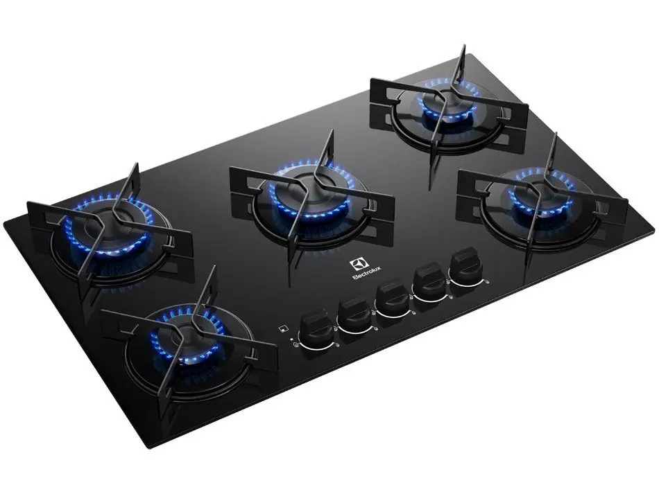 Cooktop 5 Bocas a Gás GLP Electrolux Mesa de Vidro Preto Acendimento Automático Efficient KE5GR - Imagem 2