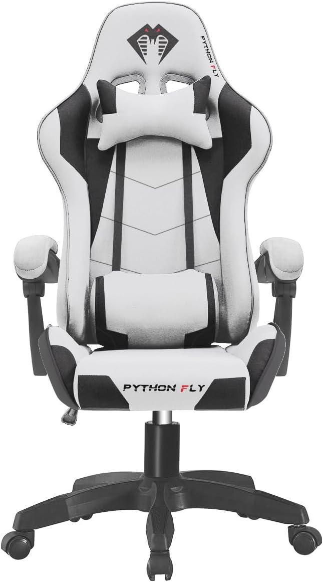 Cadeira Gamer Python Fly em tecido, respirável e ecológica, ângulo ajustável (Cinza Claro) - Imagem 3