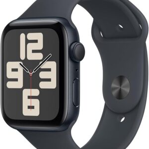 Apple Watch SE GPS • Caixa meia-noite de alumínio – 44 mm • Pulseira esportiva meia-noite – M/G