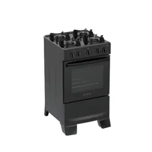 Fogão 4 Bocas Atlas Mônaco Lustro Com Mesa De Aço Bivolt Preto