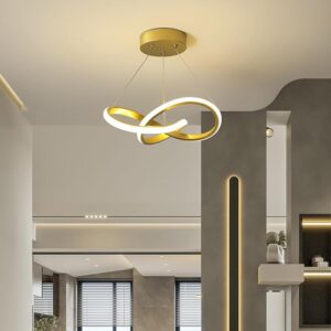EKROTOK Lustre Pendente 28CM, Lustre de Alumínio 28W com Luz de 3 Cores, Luminária De Teto com Abajur de Silicone (110-220V)