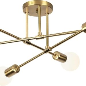 Luminária Pendente Dourada 6 Cabeças, Teto Regulável Para Cozinha e Sala