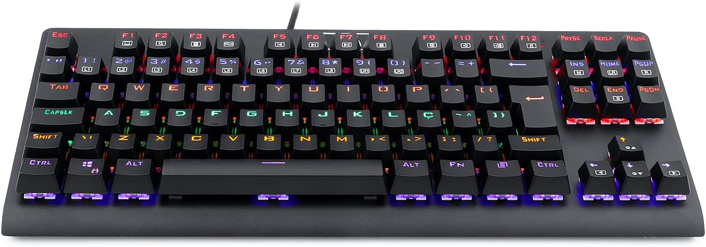 Teclado Mecânico Redragon Dark Avenger Preto Iluminação Rainbow Switch Marrom K568R - Imagem 4