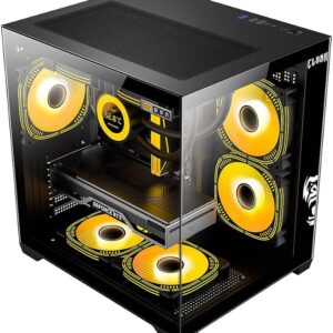Gabinete Gamer Aquário Lateral Vidro Espaçoso Grande Preto