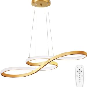 Luminária Pendente de LED Dourada, Moderna e Regulável 3000K-6000K
