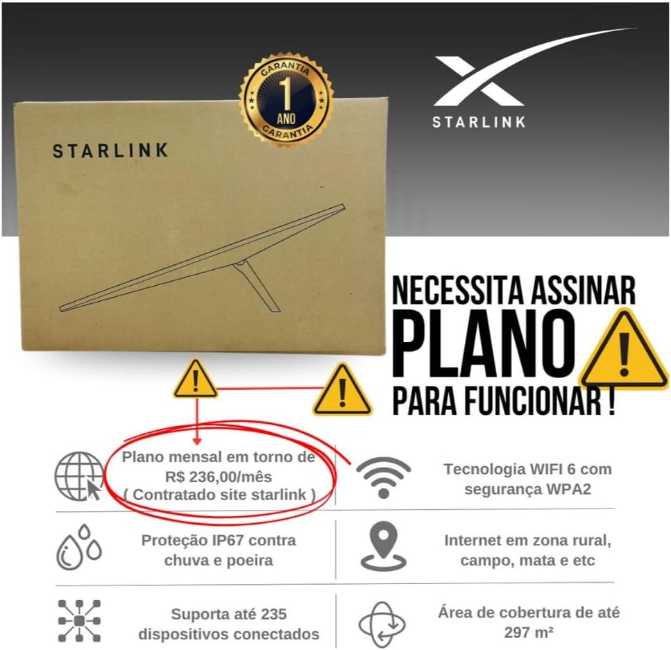 Antena De Internet Via Satélite Starlink Standard Kit V4 - Imagem 4