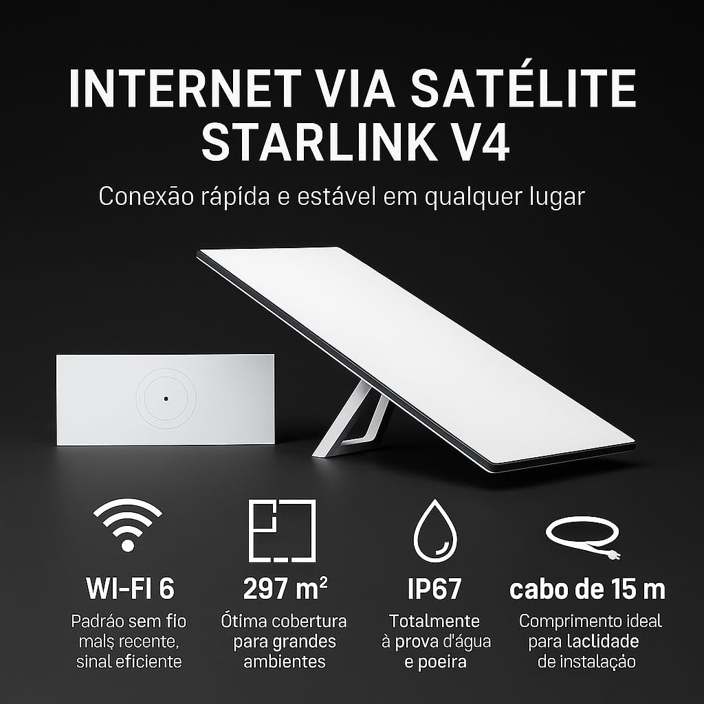 Antena De Internet Via Satélite Starlink Standard Kit V4 - Imagem 6