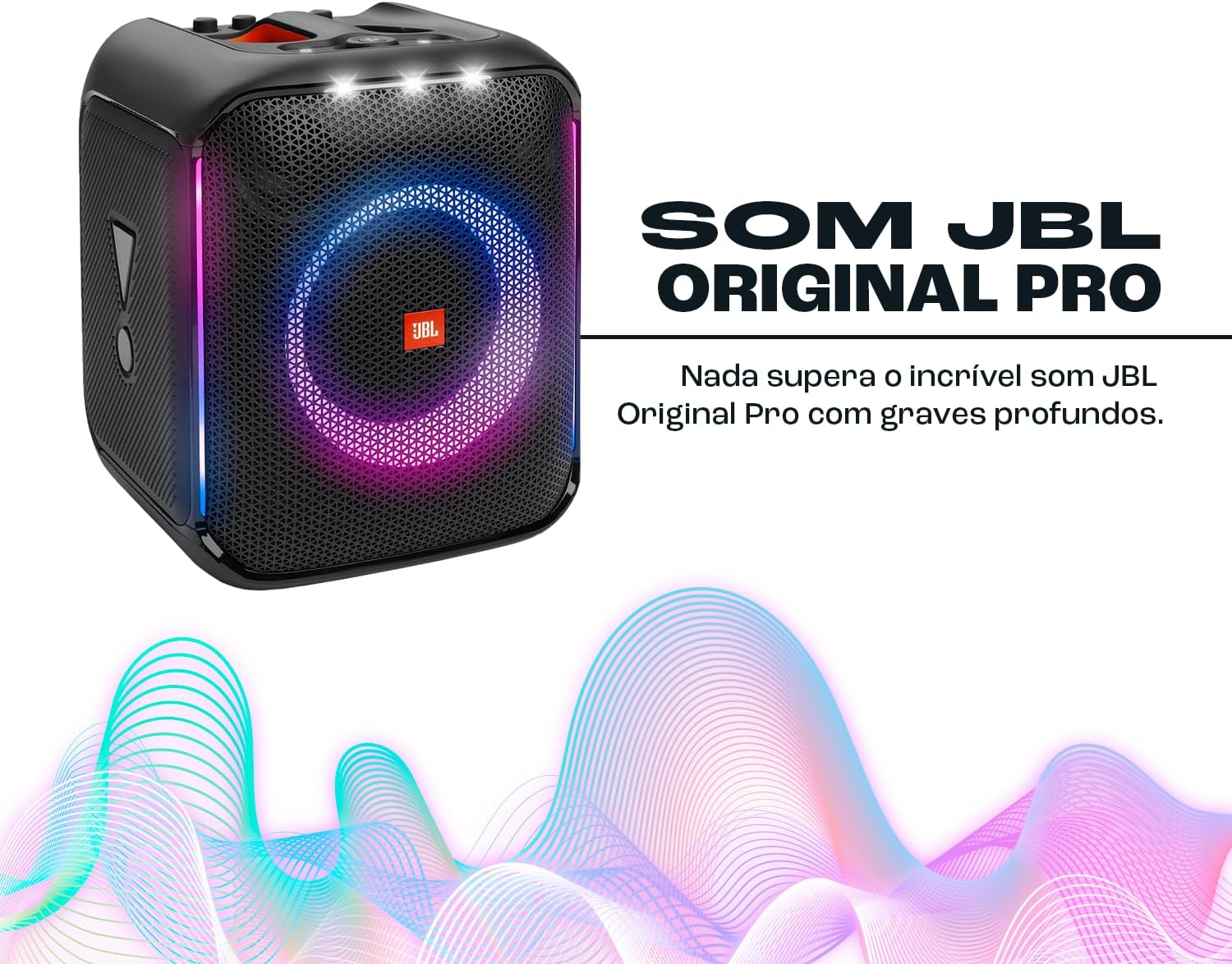 JBL, Caixa de Som, PartyBox Encore, Com Microfones, Bluetooth, Show de Luzes, À Prova de Respingos - 100W RMS - Imagem 6