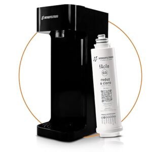 Hidrofiltros - Purificador de Água Facile com Refil C3 Elimina Cloro, Odores e Sabores Cor Preto Hidrofiltros
