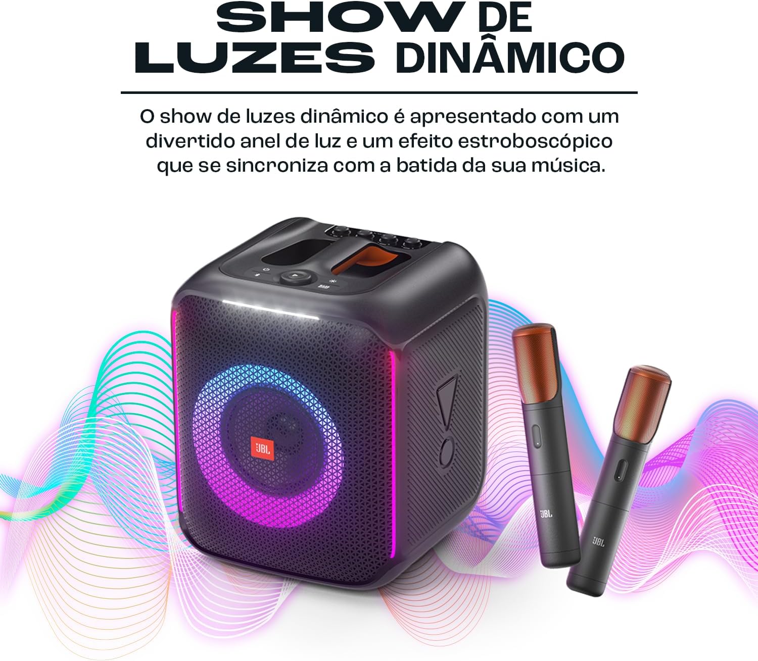 JBL, Caixa de Som, PartyBox Encore, Com Microfones, Bluetooth, Show de Luzes, À Prova de Respingos - 100W RMS - Imagem 3
