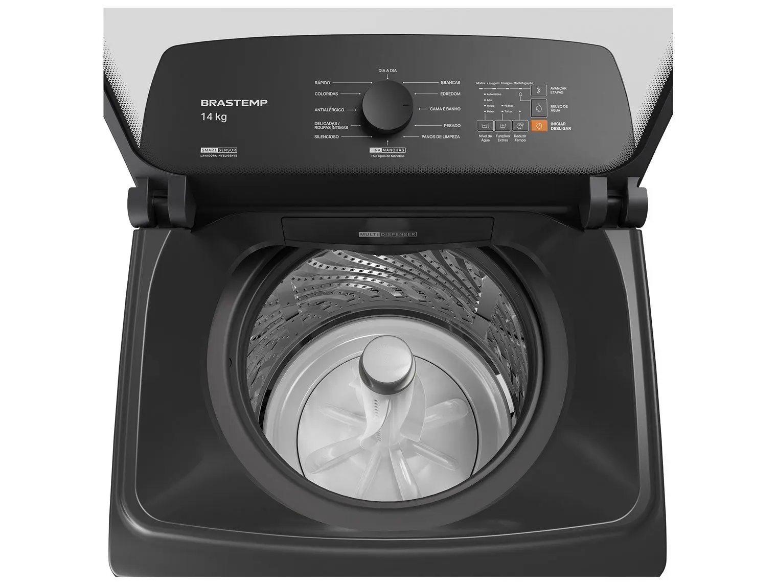 Lavadora de Roupas Brastemp 14kg Cesto Inox 12 Programas de Lavagem Cinza Platinum BWJ14A9 - Imagem 4