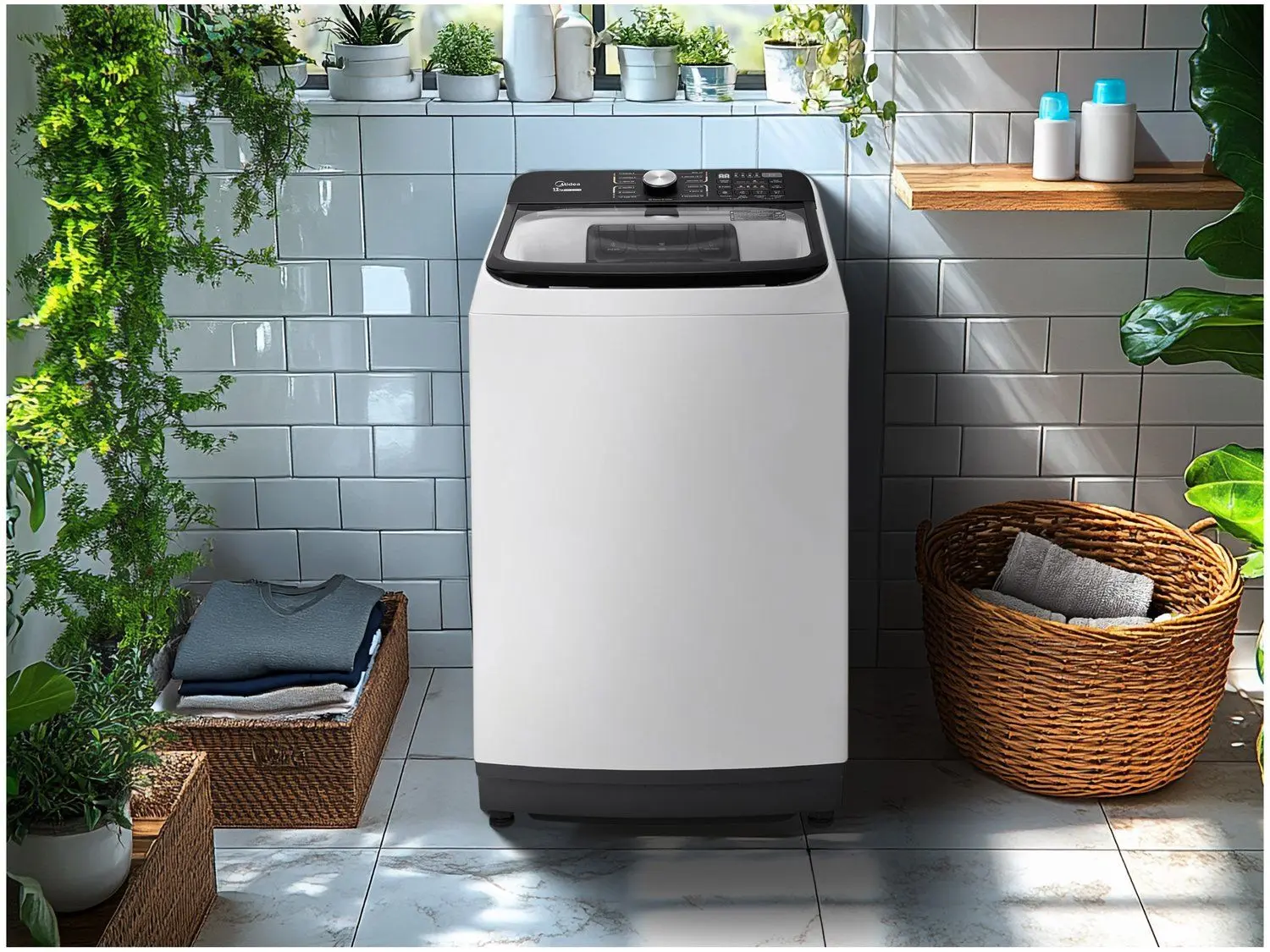 Lavadora de Roupas Midea 13kg Cesto Inox 13 Programas de Lavagem Branca Wave Agitator - Imagem 2