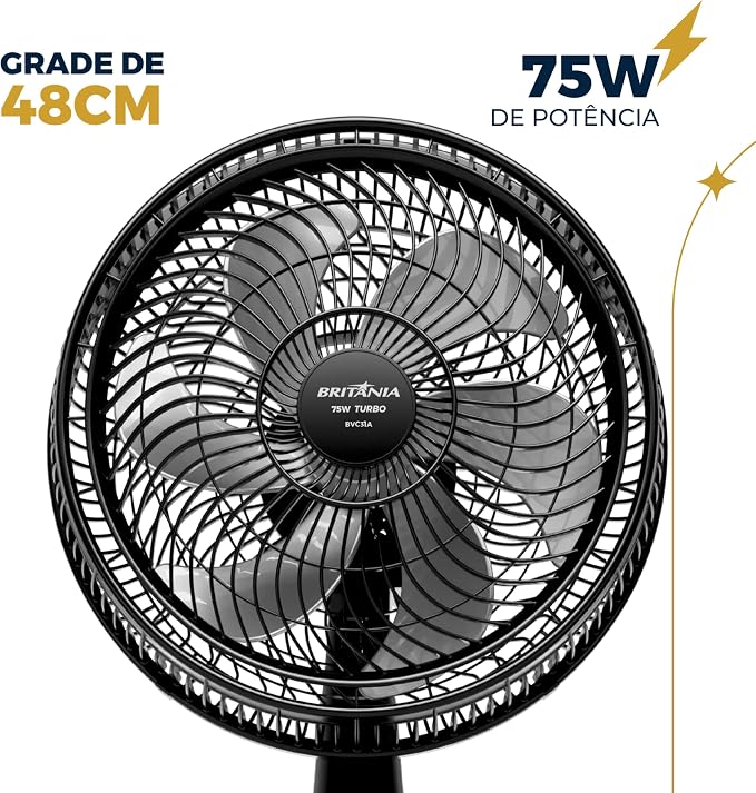 Ventilador de Coluna Britânia 6 Pás de 30cm 75W BVC31A 127V - Imagem 2