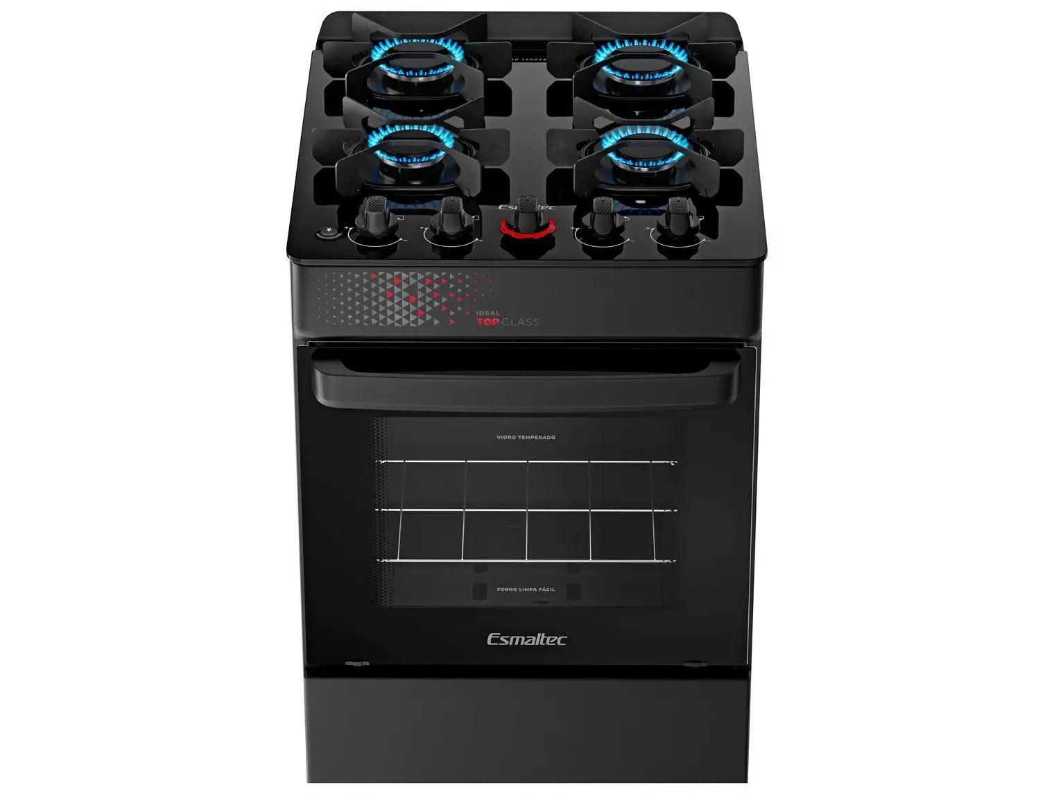 Fogão 4 Bocas Esmaltec Preto Mesa de Vidro Esmaltec Ideal Top Glass - Imagem 2