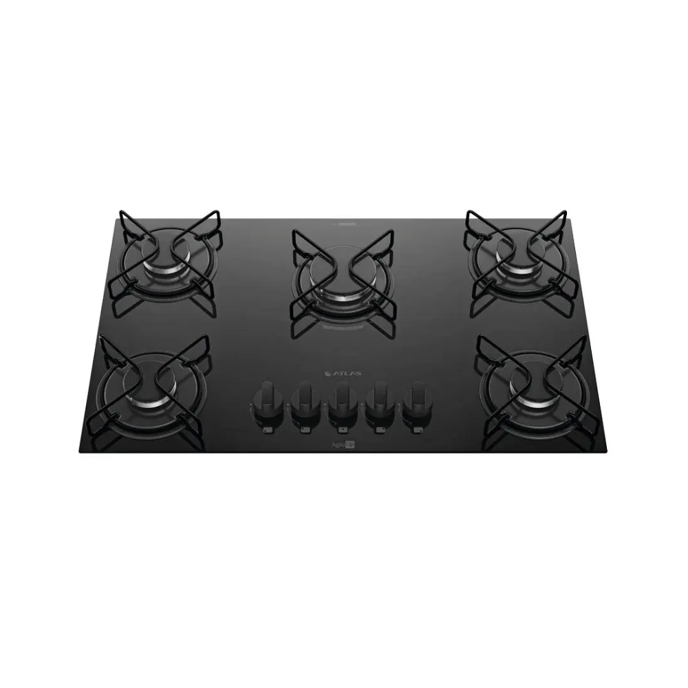 Fogão Cooktop 5 Bocas Mesa Vidro Atlas Agile Up Preto Bivolt