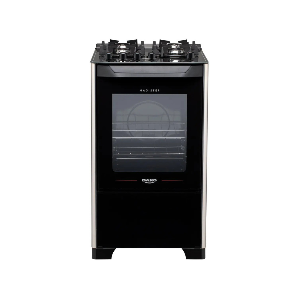Fogão 4 Bocas Preto Mesa de Vidro Dako Magister