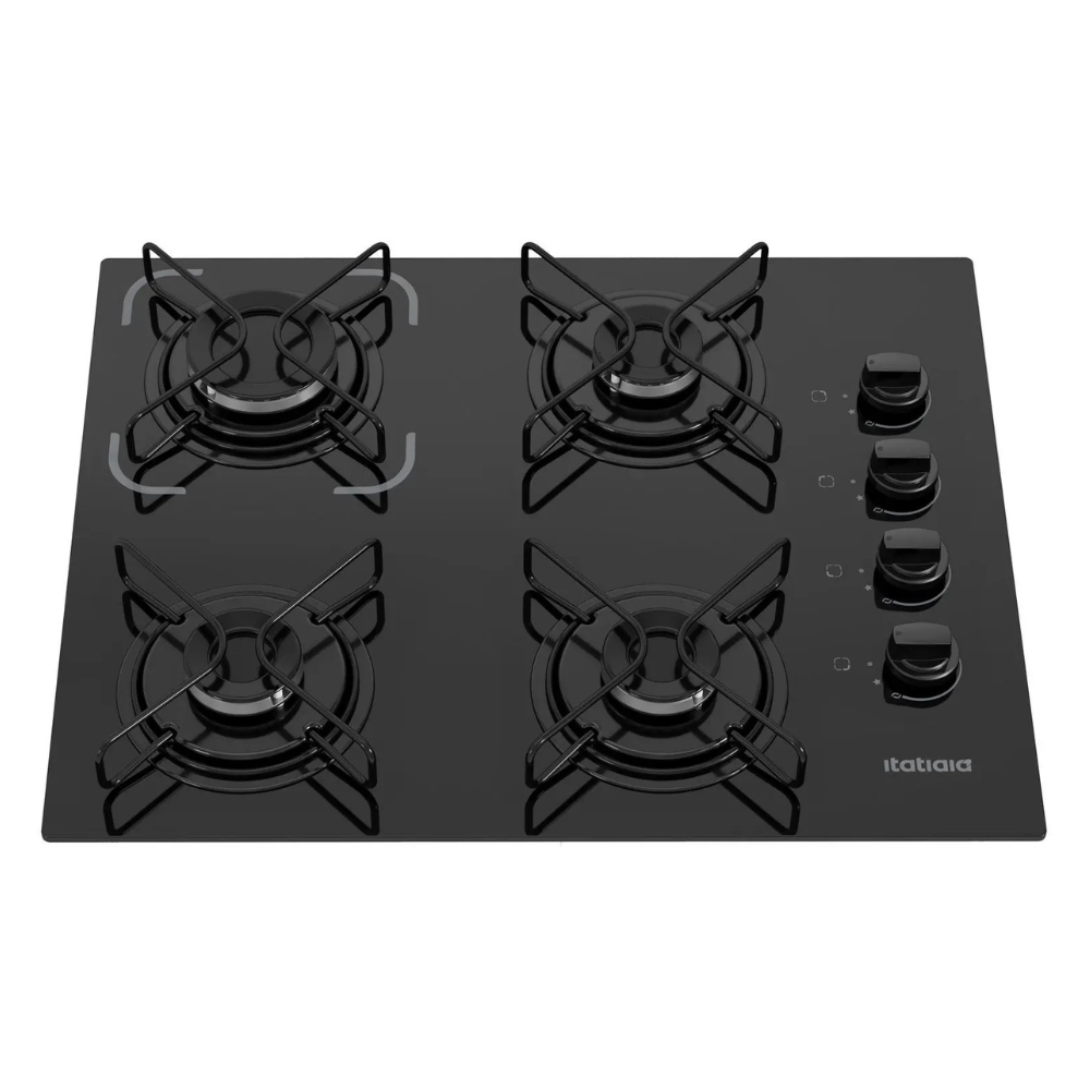 Cooktop 4 Bocas a Gás GLP Itatiaia Preto Essencial