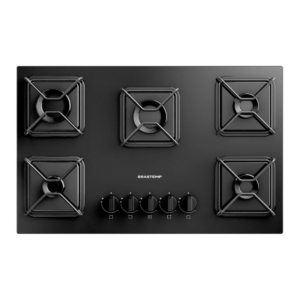 Cooktop 5 Bocas a Gás GLP Brastemp Mesa de Vidro Chama Simmer Preto Acendimento Automático BDD75BE