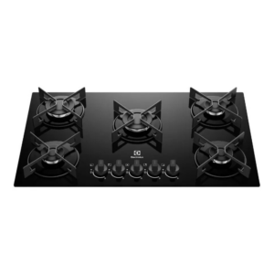 Cooktop 5 Bocas a Gás GLP Electrolux Mesa de Vidro Preto Acendimento Automático Efficient KE5GR