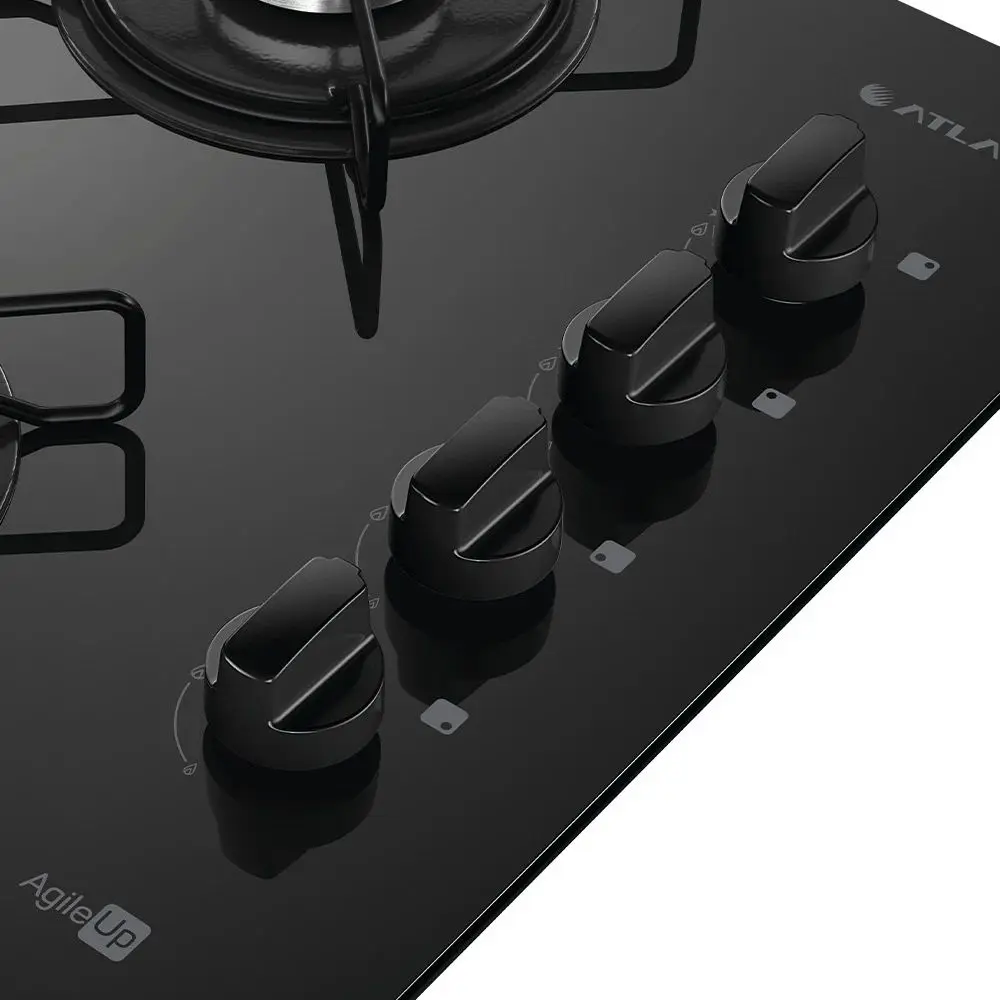 Fogão Cooktop 4 Bocas Mesa Vidro Atlas Agile Up Preto Bivolt - Imagem 3