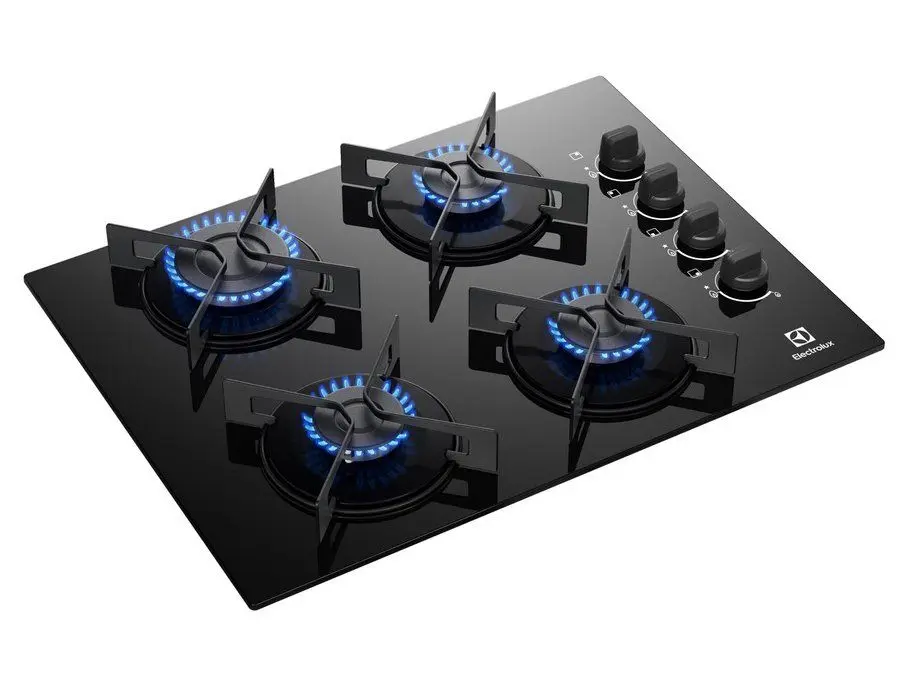 Cooktop 4 Bocas a Gás GLP Electrolux Mesa de Vidro Preto Acendimento Automático Efficient KE4GR - Imagem 5