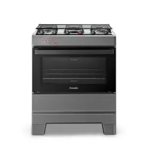Fogão de Piso 5 Bocas Mesa Inox Tampa De Vidro IDEAL TOP 84 Litros Bivolt Esmaltec