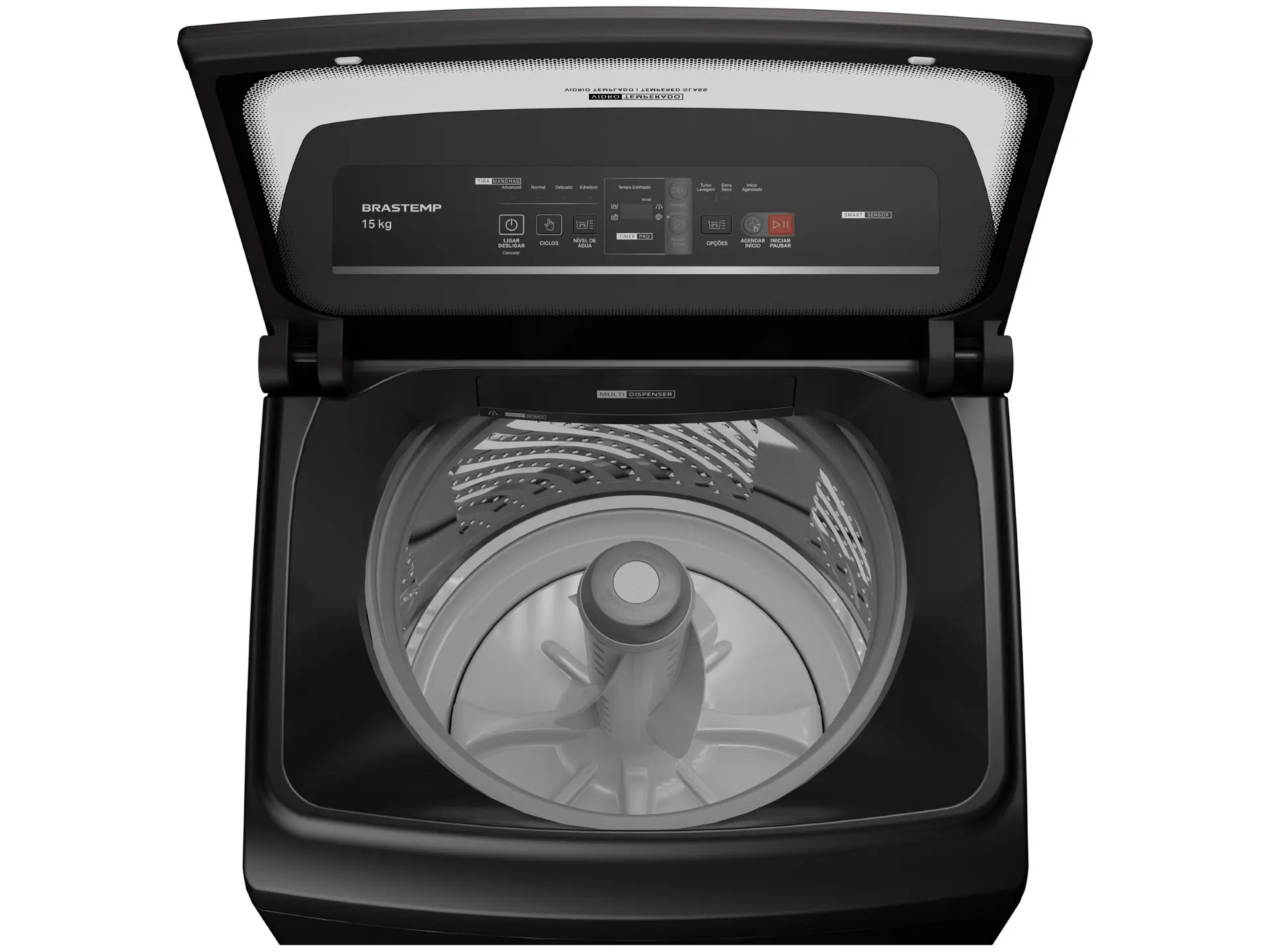Lavadora de Roupas Brastemp 15kg Cesto Inox 4 Programas de Lavagem Cinza BWT15A9 - Imagem 3