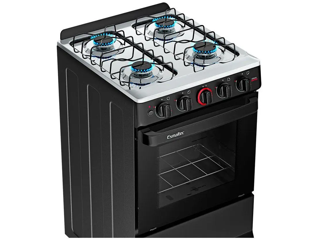 Fogão 4 Bocas Esmaltec Preto Ideal Super 4121 - Imagem 5