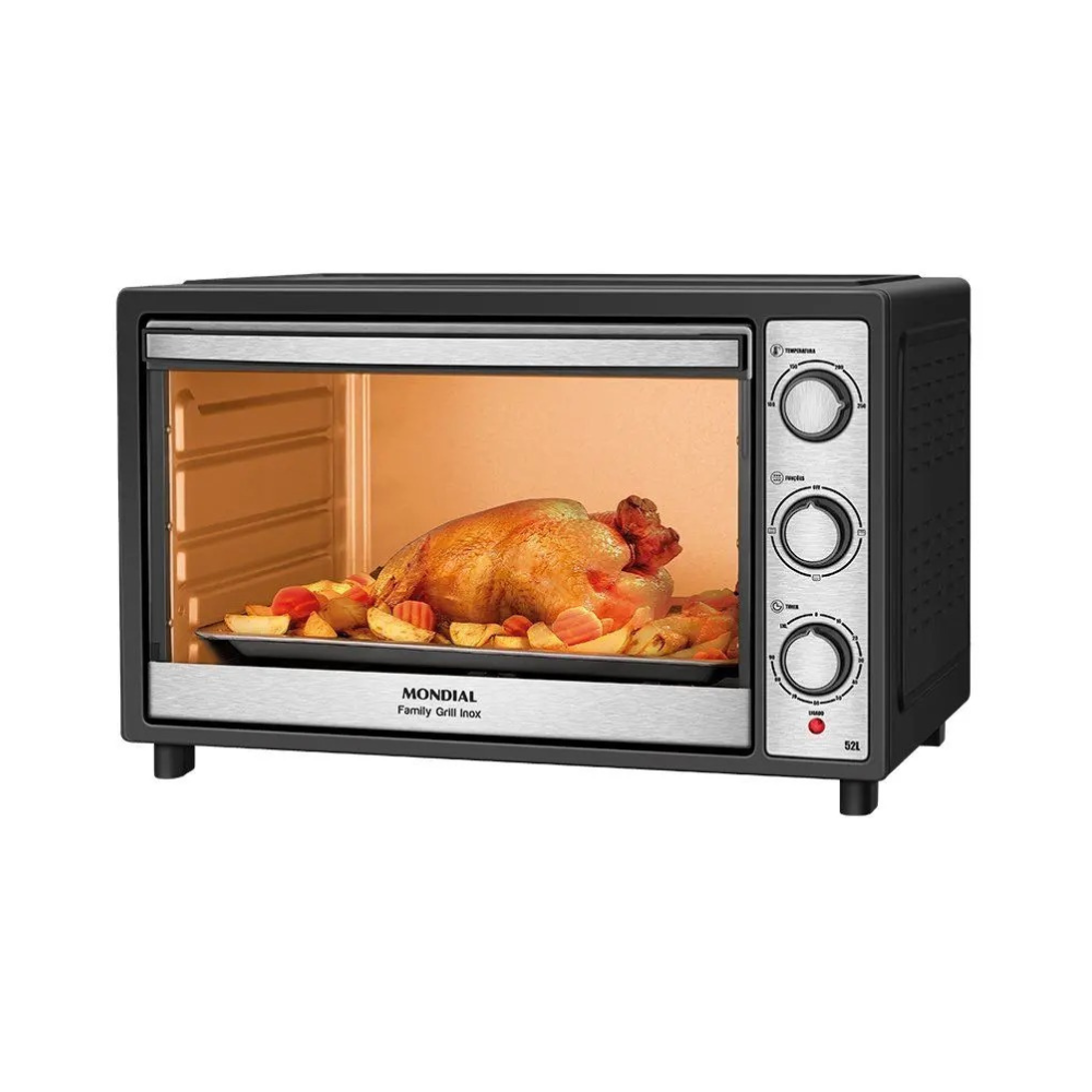 Forno Elétrico de Bancada Mondial Preto e Inox 52L Preto Family Grill FRN-52-BI