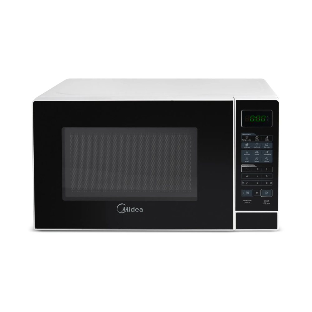 Micro-ondas 20L Branco Porta Preta Minuto Fácil Midea