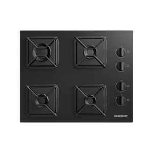 Cooktop 4 Bocas a Gás GLP Brastemp Mesa de Vidro Chama Simmer Preto Acendimento Superautomático BDD61BE