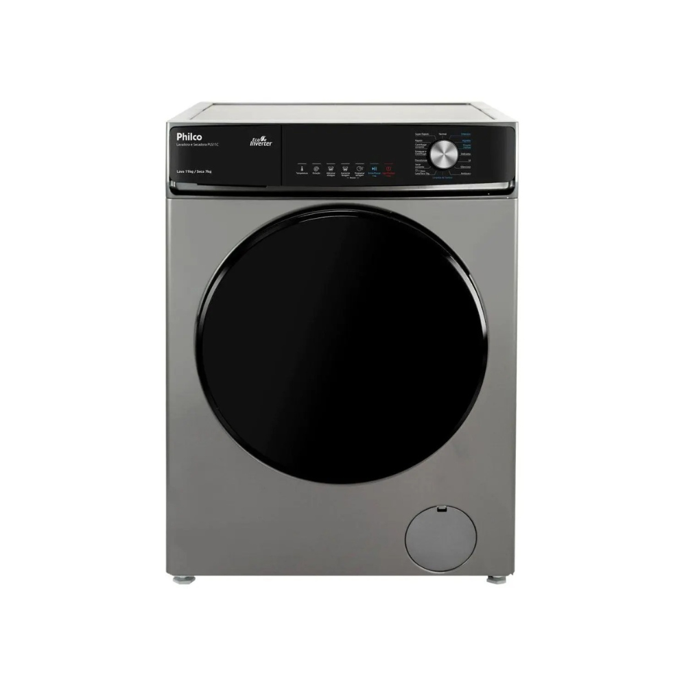 Lava e Seca Philco 16 Programas Eco Inverter 11kg Titânio PLS11C
