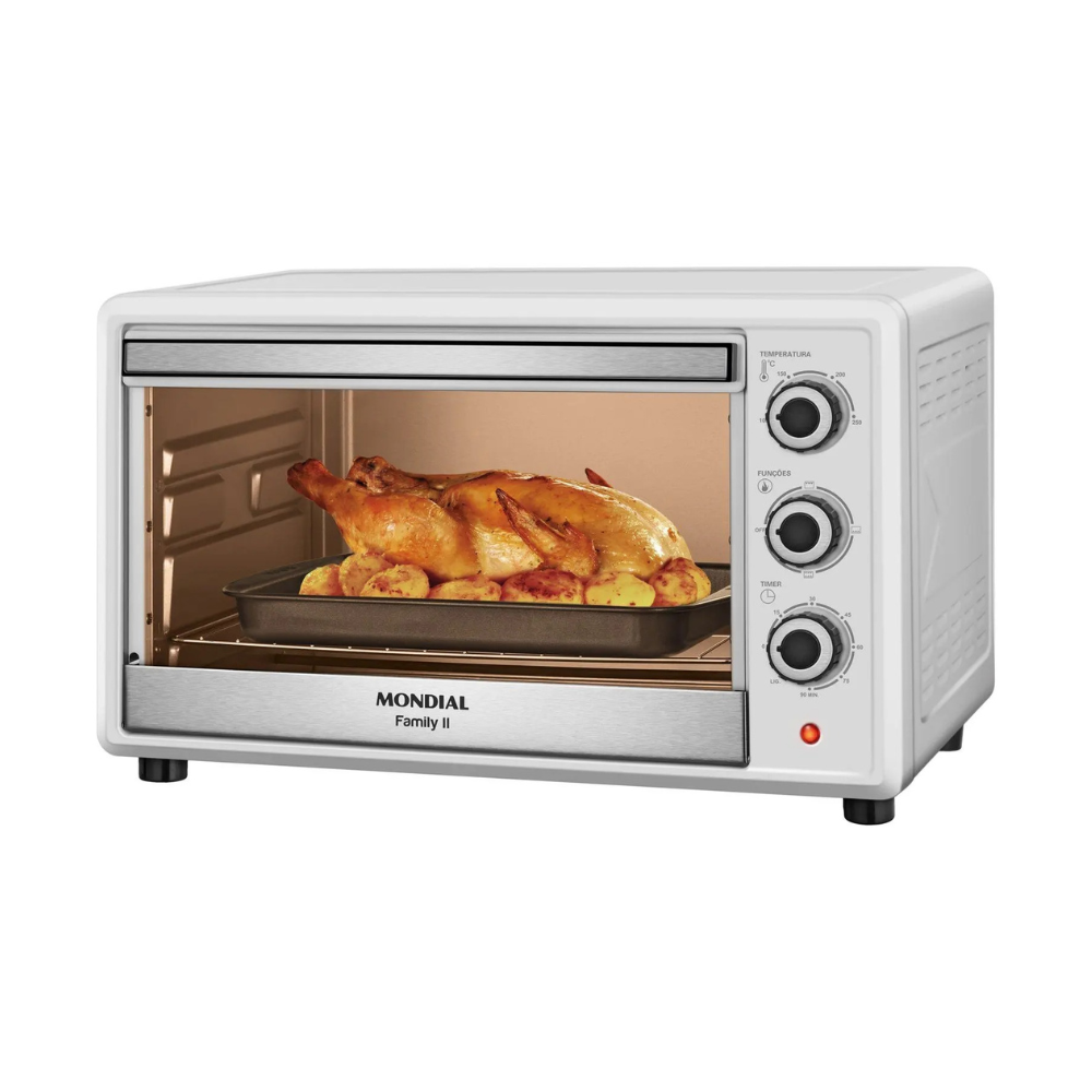 Forno Elétrico de Bancada Mondial Multifuncional 42L Branco e Prata Grand Family II FRN-42-W
