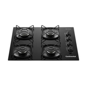 Cooktop 4 Bocas a Gás GLP Continental Mesa de Vidro Preto Acendimento Automático KC4GR