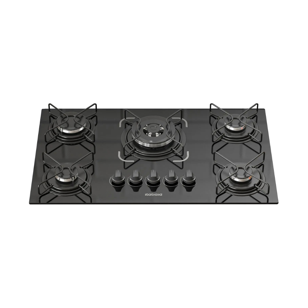 Cooktop 5 Bocas a Gás GLP Itatiaia Tripla Chama Preto Essencial