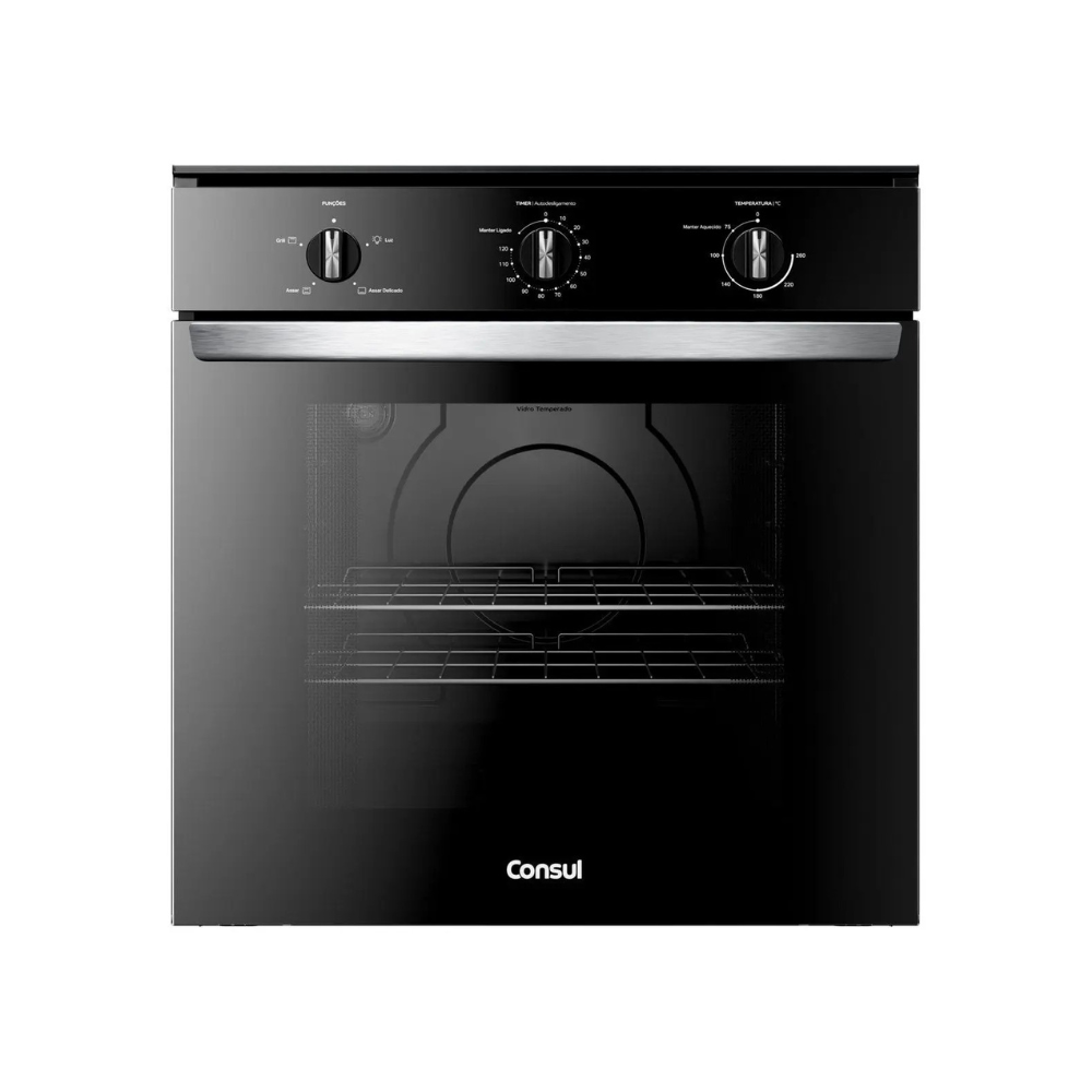 Forno de Embutir Elétrico Consul 84 Litros Preto com Timer Autodesligamento e Grill - COB84BE