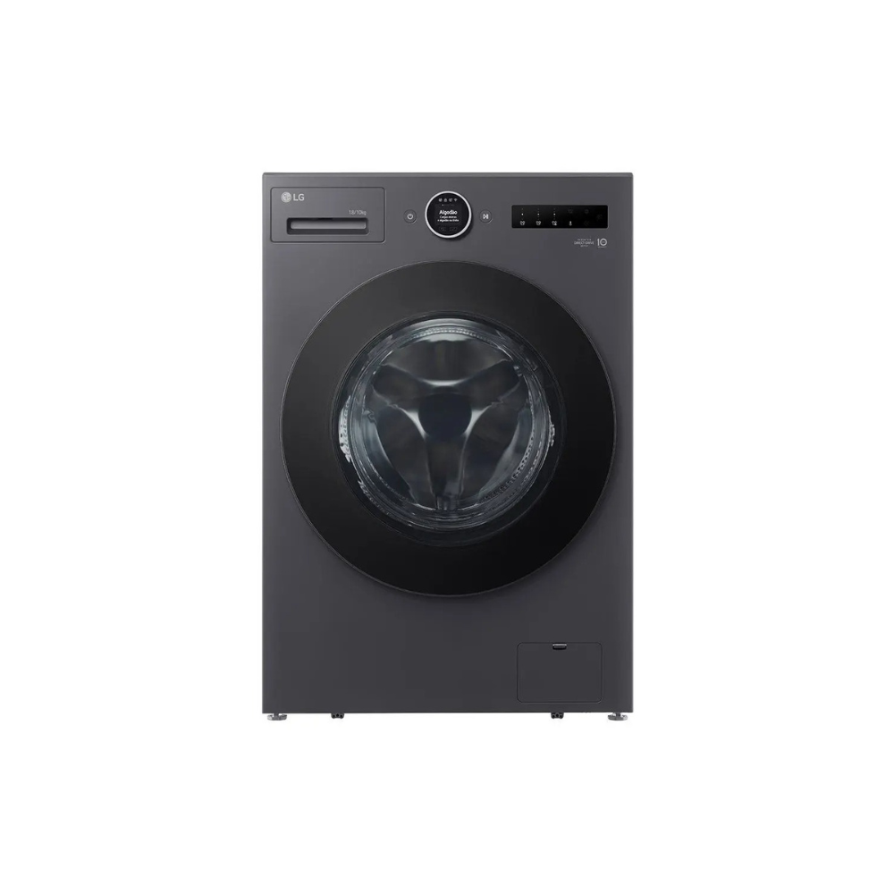 Lava e Seca Smart LG 18kg WD18GNT Motor Inverter Direct Drive Água Fria e Quente Black Inox