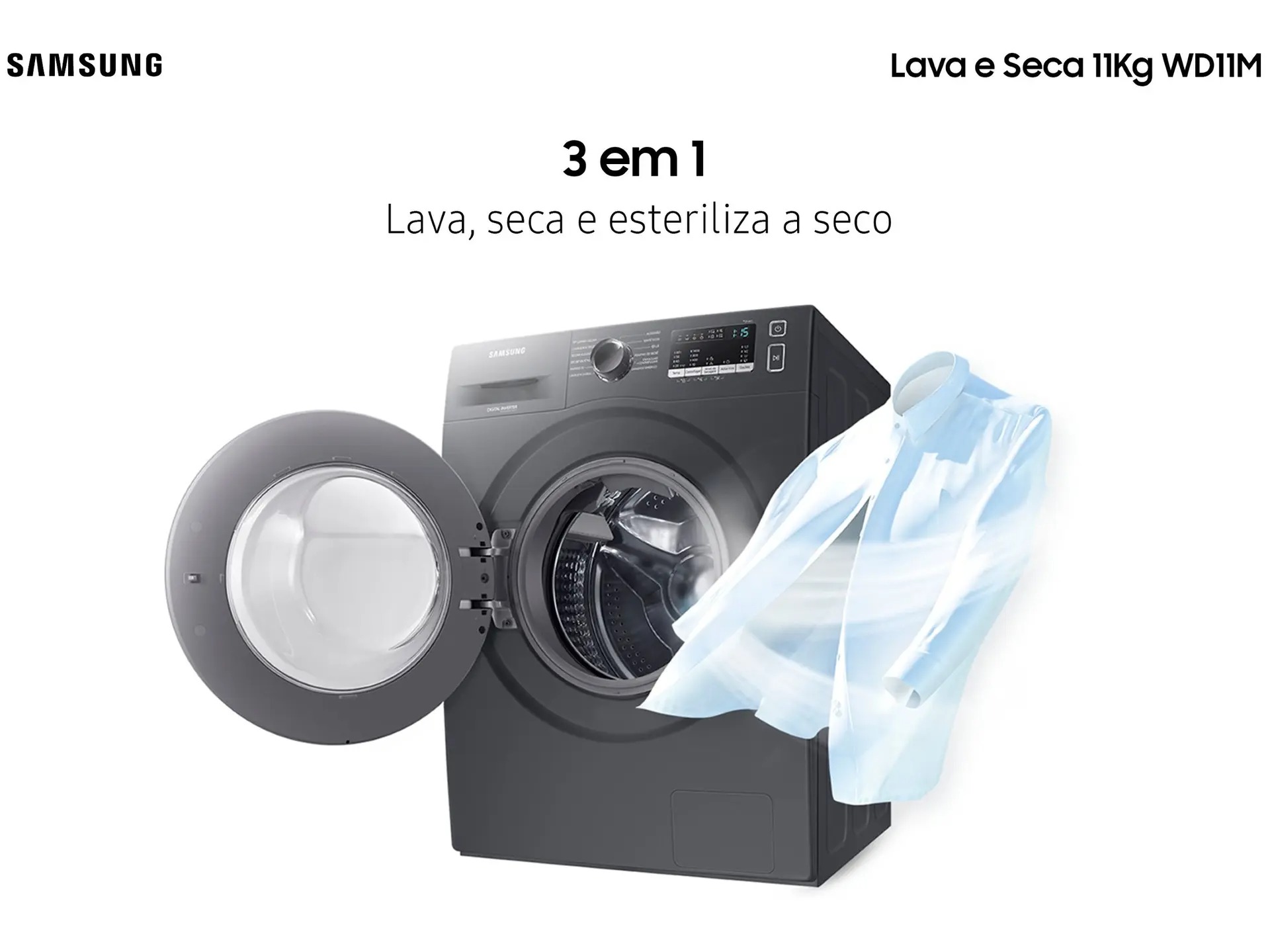 Lava e Seca Samsung WD11M com Digital Inverter WD11M4473PX Inox Look 11/7kg - Imagem 6
