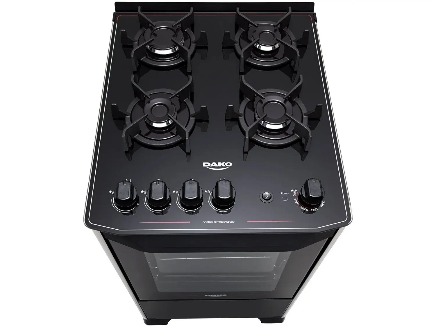 Fogão 4 Bocas Preto Mesa de Vidro Dako Magister - Imagem 4