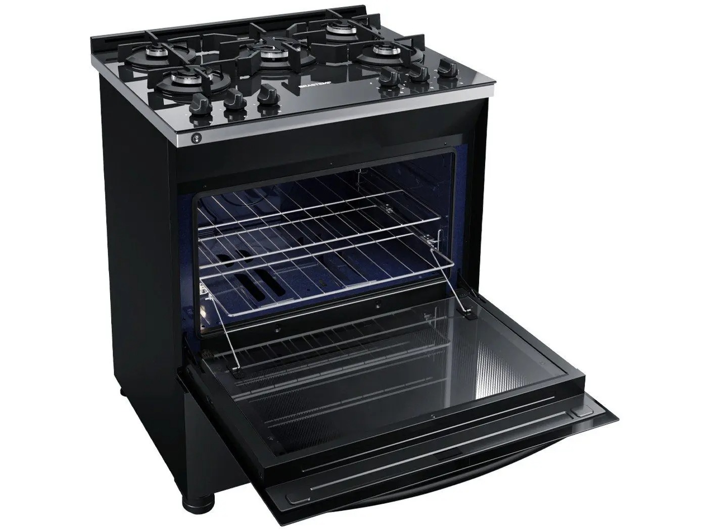 Fogão Brastemp 5 Bocas Preto Com Mesa de Vidro e Turbo Chama - BFS5VCE - Imagem 2