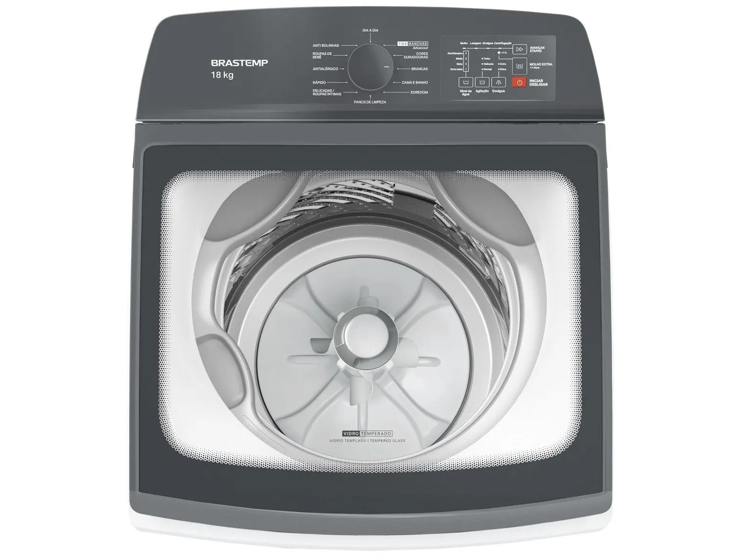 Lavadora de Roupas Brastemp 18kg Cesto Inox 12 Programas de Lavagem Branca BWF18AB - Imagem 3