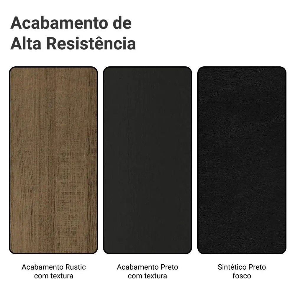 Conjunto Sala de Jantar Mesa Tampo de Vidro 4 Cadeiras Preto/Rustic Camélia Madesa - Imagem 9