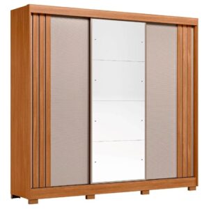Guarda-roupa Casal com Espelho 3 Portas de Correr 6 Gavetas Demóbile Lille