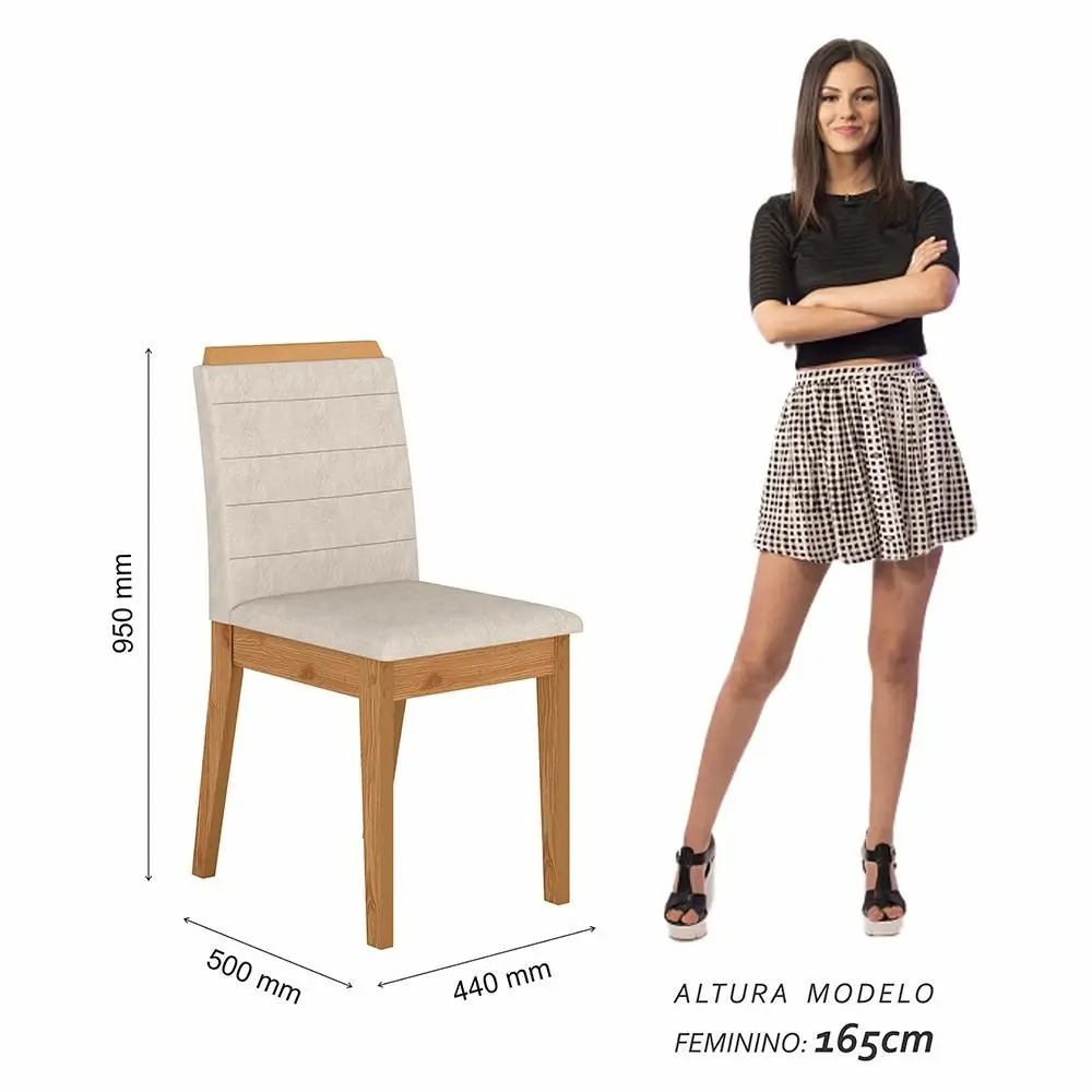 Mesa Com 4 Cadeiras Nápoles 1,36 Cinamomo/off/bege - Móveis Arapongas - A Móveis Arapongas - Imagem 4