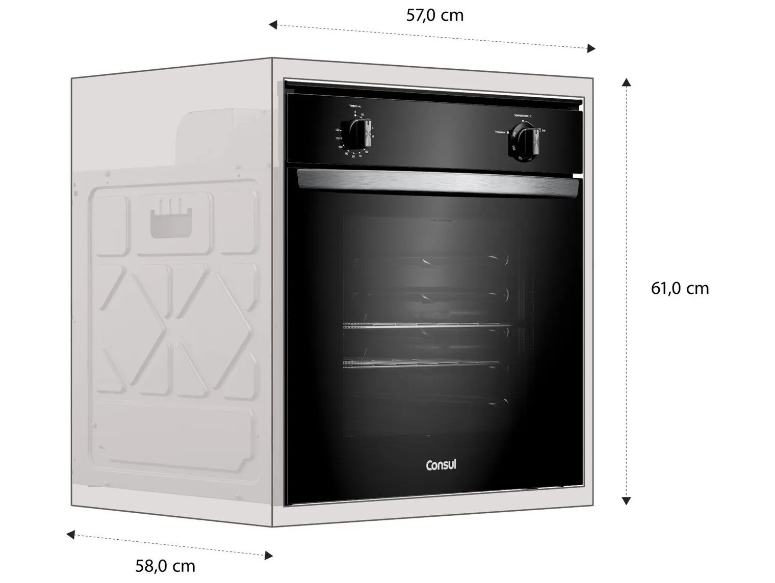 Forno a Gás de Embutir Consul Multifuncional Grill 78L Preto COA84CE - Imagem 9