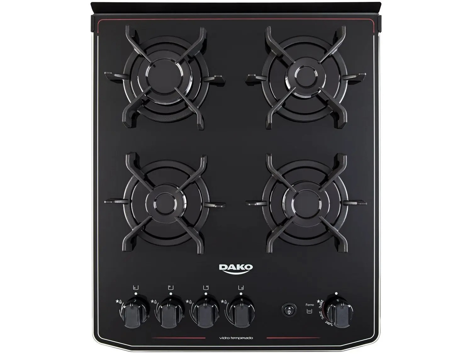 Fogão 4 Bocas Preto Mesa de Vidro Dako Magister - Imagem 5
