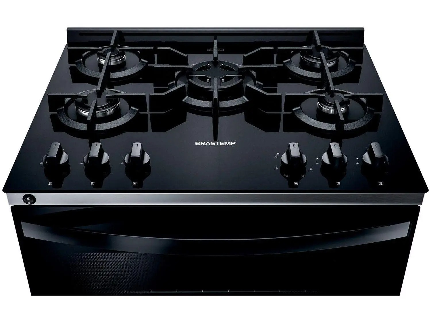 Fogão Brastemp 5 Bocas Preto Com Mesa de Vidro e Turbo Chama - BFS5VCE - Imagem 3
